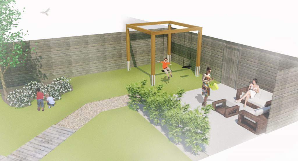 schommel pergola in tuin