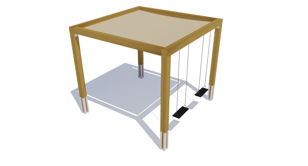 pergola met schommels en schaduwdoek