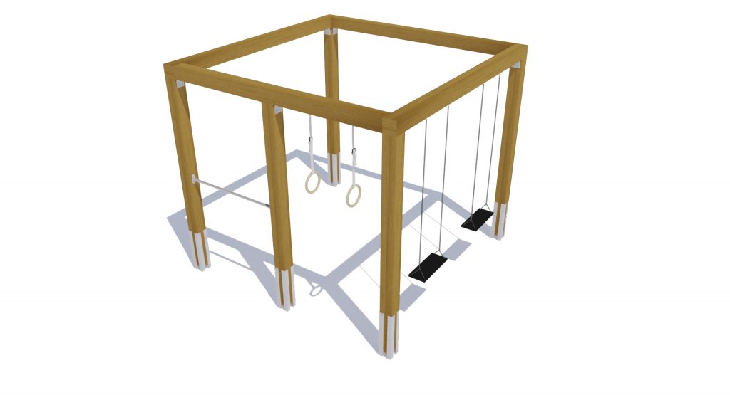 pergola schommel met ringen en duikelstang
