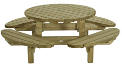 Grote ronde houten picknicktafel, zware kwaliteit