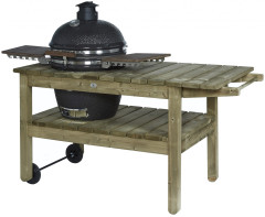 We leveren de tafel zonder de Kamado egg BBQ.