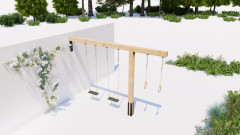 Modernplay schommel met muurverankering en ankers in zwart staal