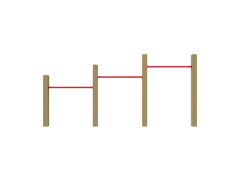 Duikelrek driedubbel - grenen palen met 3 turnstangen