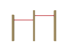 Houten duikelrek dubbel - Grenen duikelrek met twee turnstangen