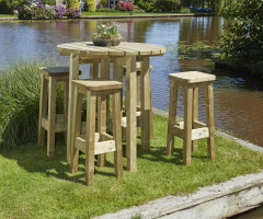 Statafel + barkrukken voor in de tuin