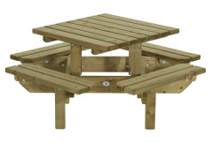 Vierkante kinderpicknicktafel met open instap Talen (125x125cm)