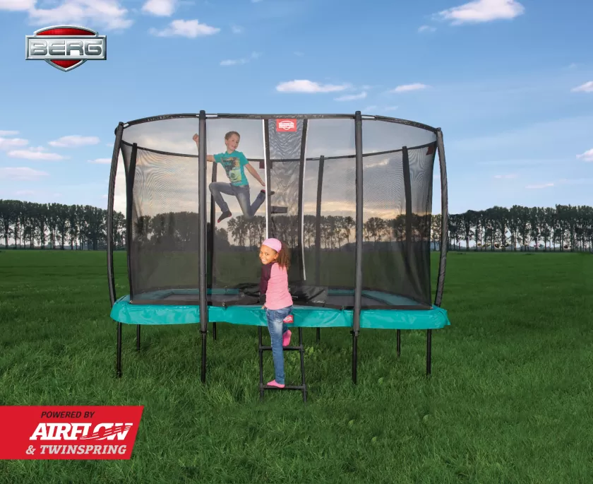 Berg inground EazyFit trampoline + Safety Net Deluxe Van Ee Buitenspeelgoed