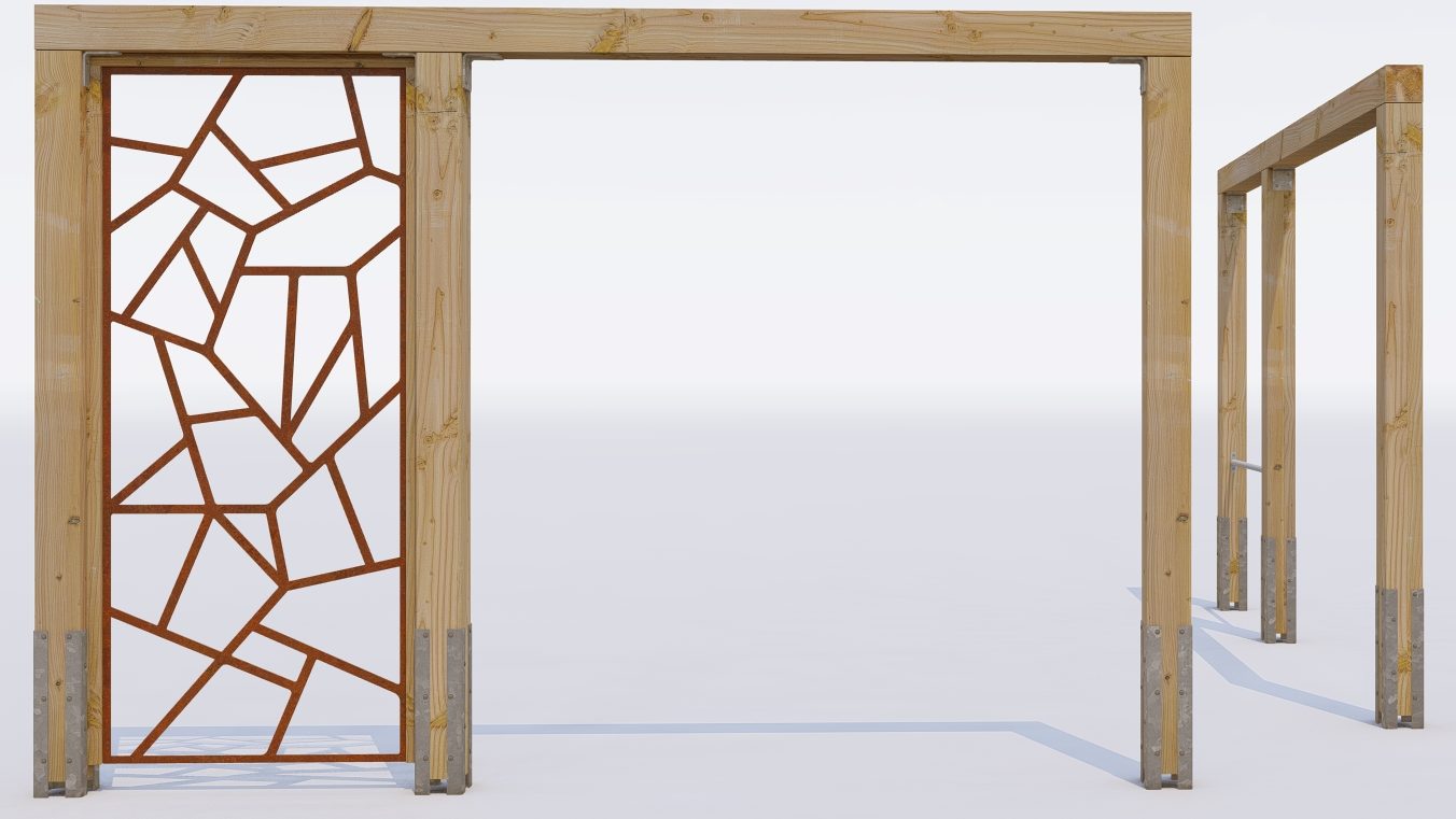 douglas pergola met ankers tegen houtrot